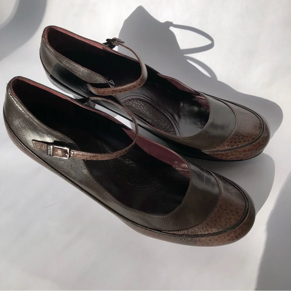 Vintage Via Spiga Made in Italy Leather Mary Jane Pumps Brown 9.5M